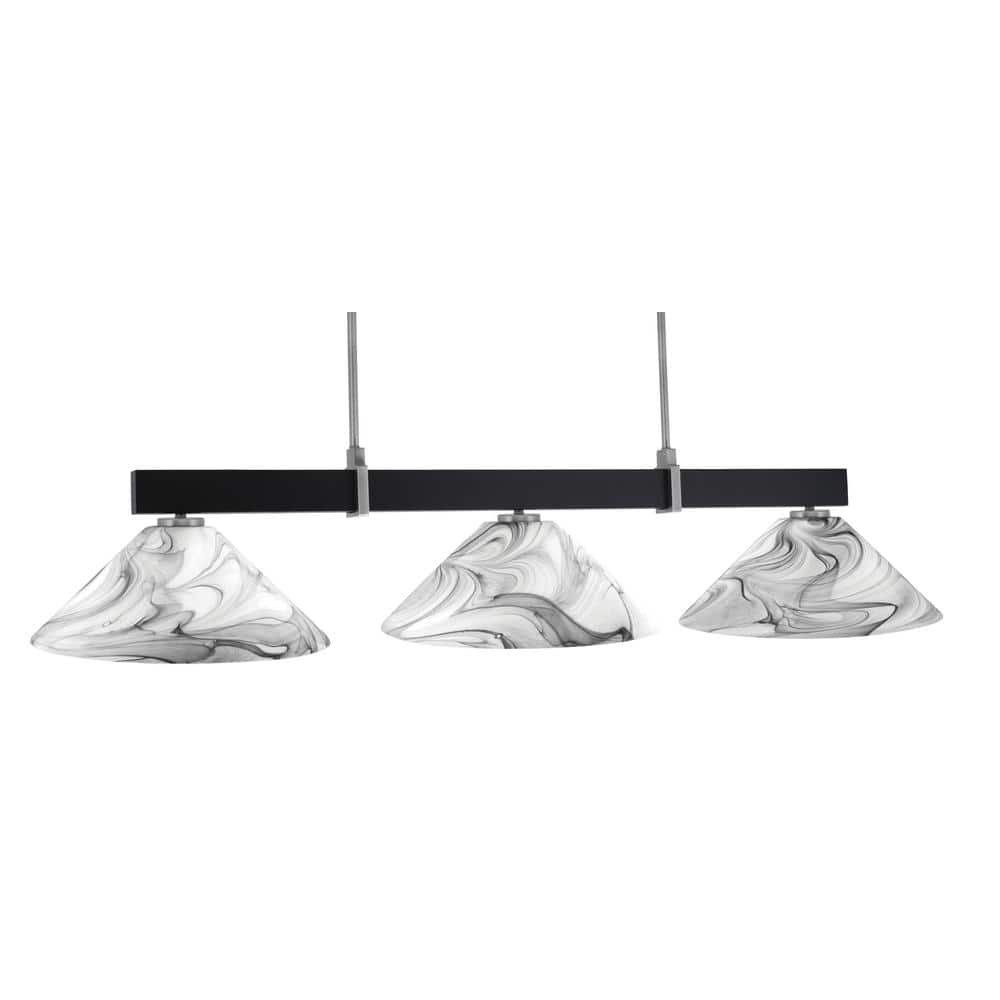 Balmore 3-Light Matte Black and Graphite Billiard Light with 16 in. Onyx Sw