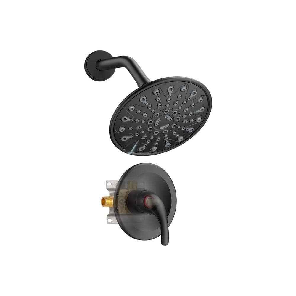 Single Handle 6-Spray Shower Faucet 2.5 GPM with High Pressure in. Matte Bl