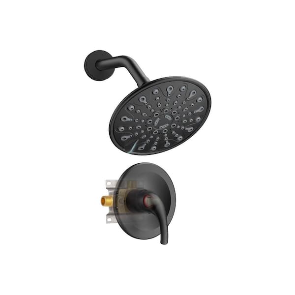 Unbranded Single Handle 6-Spray Shower Faucet 2.5 GPM with High Pressure in. Matte Black(Valve Included)