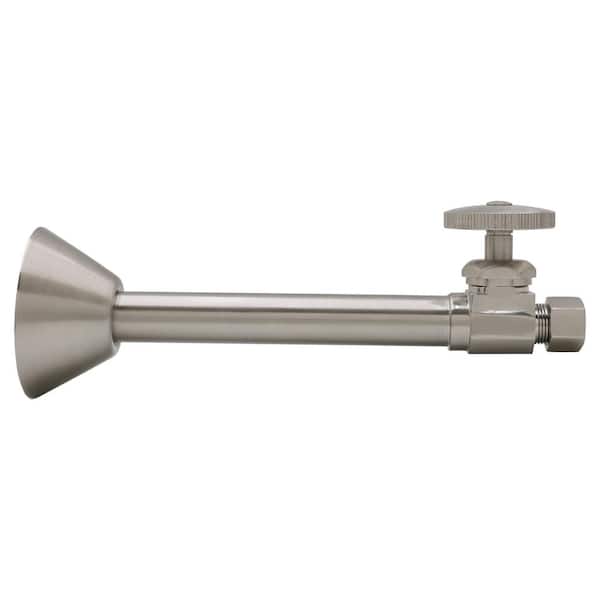 Westbrass 1/2 in. Copper Sweat x 3/8 in. O.D. Compression Outlet Angle Stop in Satin Nickel