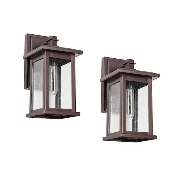 Jushua 1-Light Oil Rubbed Bronze not Motion Sensing Outdoor HardWired Wall Lantern Sconce, No Bulbs Included (2-pack)