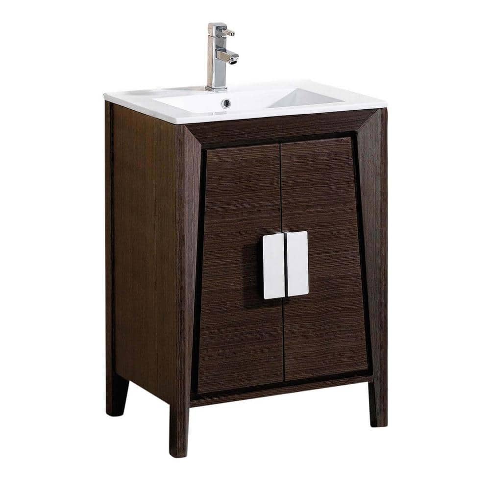 FINE FIXTURES Imperial 24 in. W x 18.11 in D. x 33.5 in. H Bathroom Vanity in Ebony Wave with White Ceramic Top -  IL24EB-VE2418W