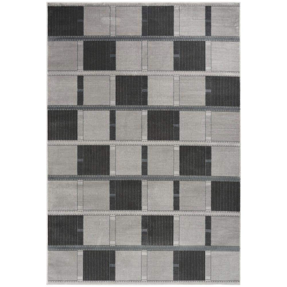 Nourison Nordic Grey Black 5 ft. x 7 ft. All-over design Contemporary Area  Rug 120248 - The Home Depot