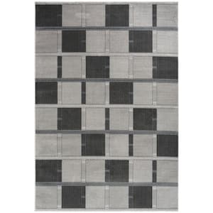 Nordic Grey Black 5 ft. x 7 ft. All-over design Contemporary Area Rug