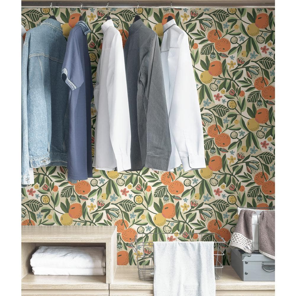 Ochre Clementine Garden Peel and Stick Wallpaper