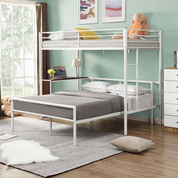 white bunk beds that separate