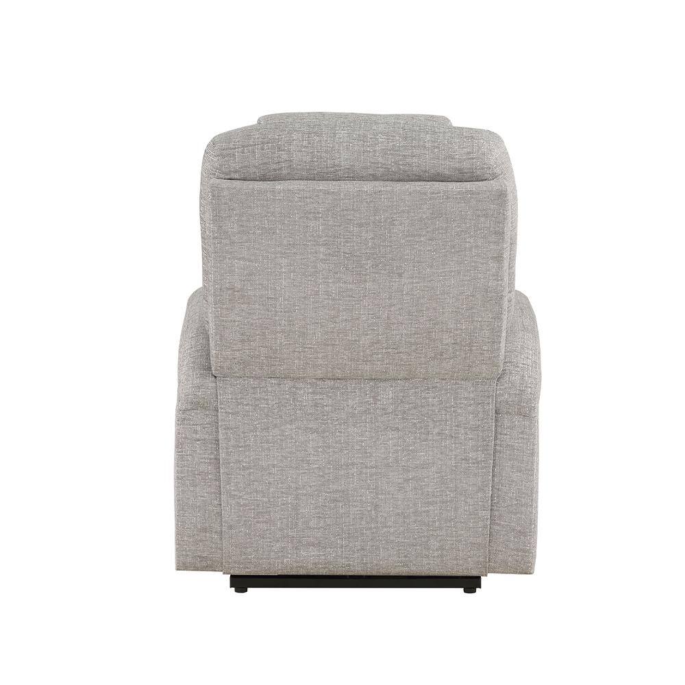 Gray Leather Power Lift Recliner with Wood Frame