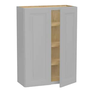 Grayson Pearl Gray Painted Plywood Shaker Assembled 3 Shelf Wall Kitchen Cabinet Soft Close 36 in W x 12 in D x 42 in H