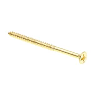 #6 x 2 in. Solid Brass Phillips Drive Flat Head Wood Screws (25-Pack)