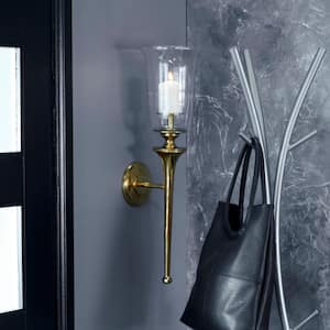 Gold AluminumSingle Candle Wall Sconce