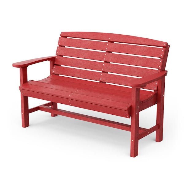 Wildridge Classic Cardinal Red HDPE Plastic Outdoor Bench