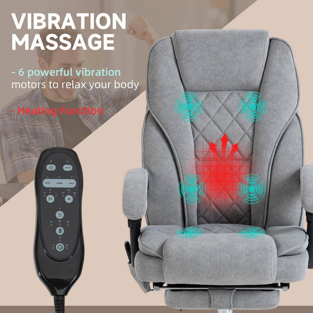 Gray PU Leather Executive Swivel Massage Office Chair with Footrest