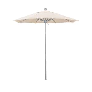 7.5 ft. Gray Woodgrain Aluminum Commercial Market Patio Umbrella Fiberglass Ribs and Push Lift in Canvas Pacifica