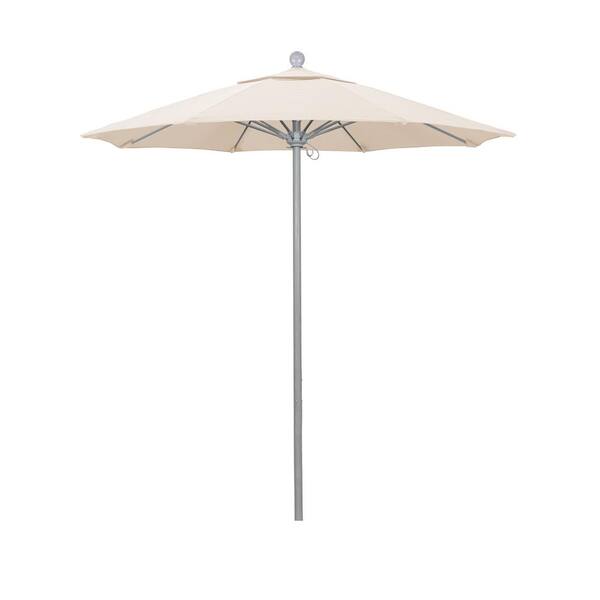 California Umbrella 7.5 ft. Gray Woodgrain Aluminum Commercial Market Patio Umbrella Fiberglass Ribs and Push Lift in Canvas Pacifica