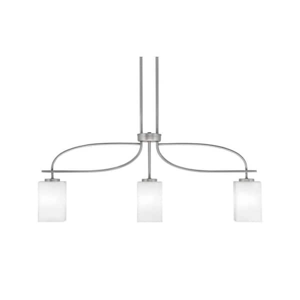 Unbranded Olympia 14.5 in. 3-Light Chandelier Graphite White Muslin Glass Shade