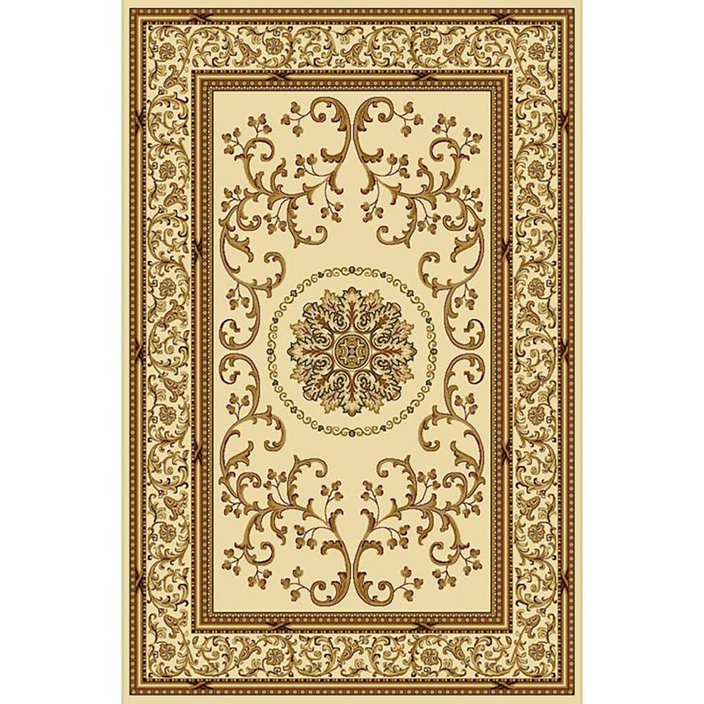 Noble Ivory 3 ft. x 5 ft. Traditional Medallion Oriental Area Rug