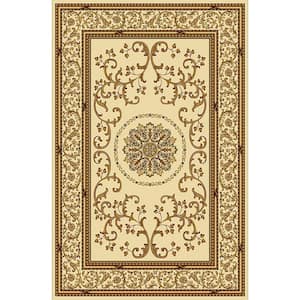 Noble Ivory 3 ft. x 5 ft. Traditional Medallion Oriental Area Rug