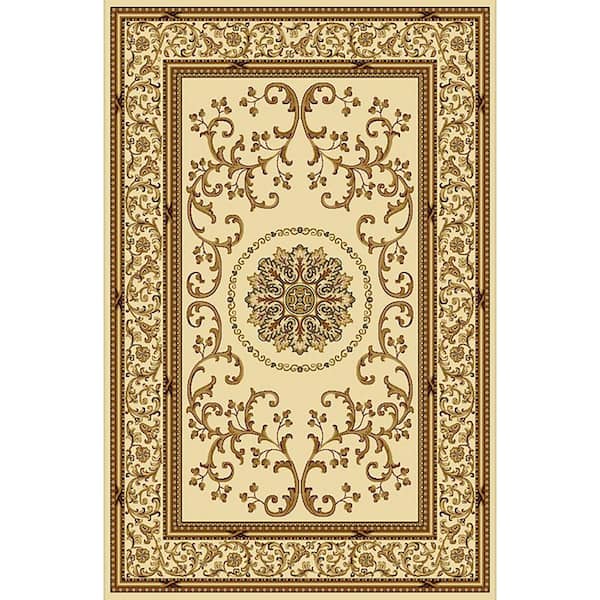 Unbranded Noble Ivory 8 ft. x 10 ft. Traditional Medallion Oriental Area Rug