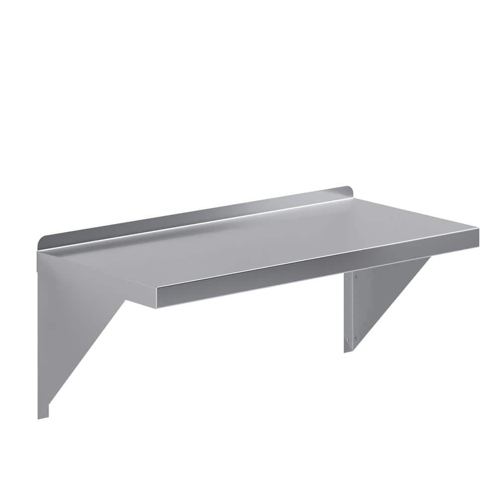 30" Stainless Steel Floating Wall Shelf with Brackets
