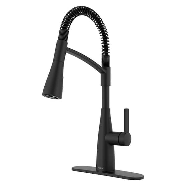 Kwan Single-Handle Culinary Pull Down Sprayer Kitchen Faucet in Matte Black