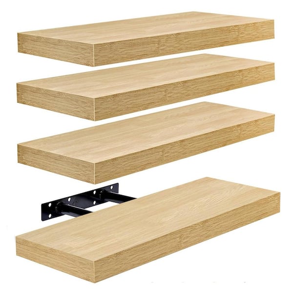 Unbranded 16.25 in. W x 5.5 in. D Natural Wood Decorative Wall Shelf (4-Shelves)