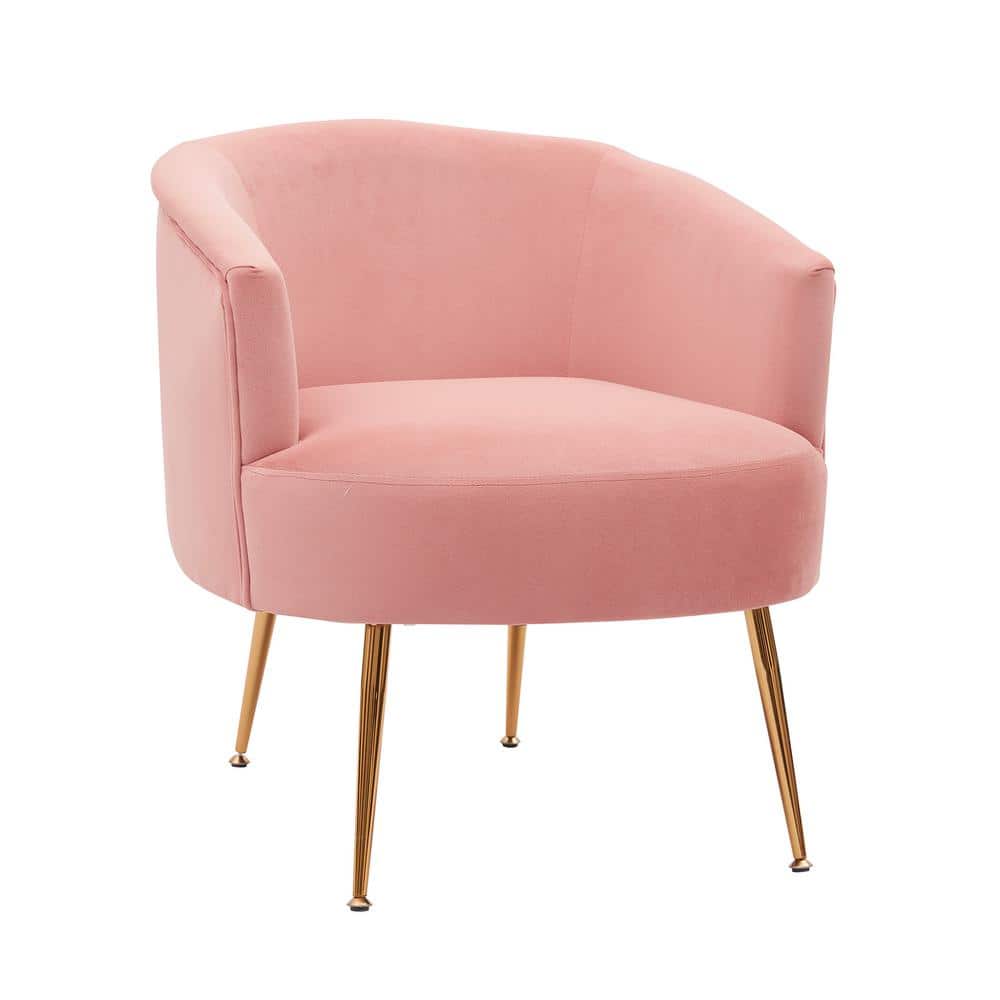 Jushua Pink Velvet Armchair Accent Chair with Gold Metal Legs for ...
