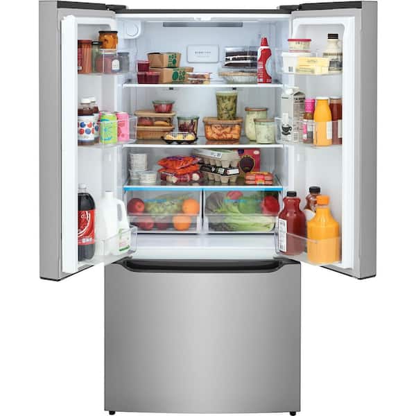 33 in. 20 cu. ft. Counter-Depth French Door Refrigerator in Stainless Steel Look with CrispSeal crispers