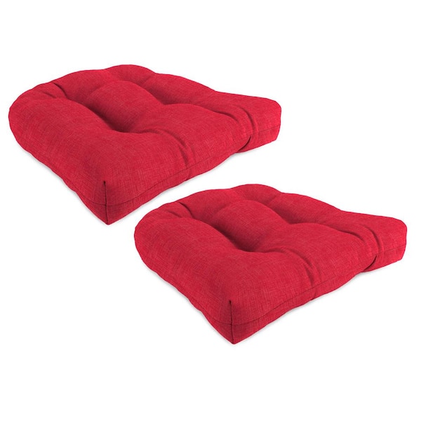 Jordan Manufacturing 19 in. W x 19 in. D x 4 in. T Square Outdoor Wicker Seat Cushion in Celosia Poppy (2-Pack)