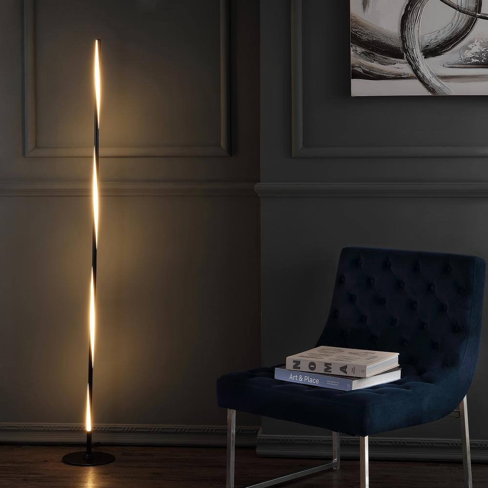 Arcadia Adjustable Black Silk Shade 63.75" LED Floor Lamp