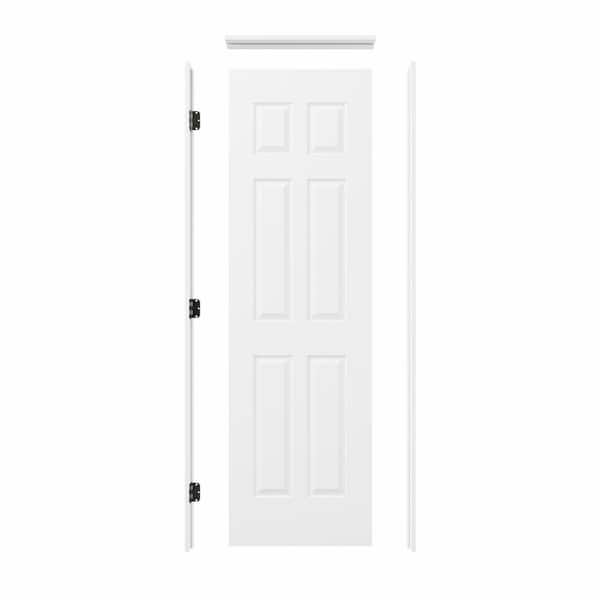 24 in. x 80 in. Right-Handed 6-Panel Painted Solid Core Wood Assembly Required Interior Door Kit with Jamb