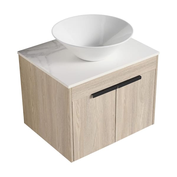Xspracer Victoria 24 in. W x 19 in. D x 24 in. H Floating Modern Design Single Sink Bath Vanity with Top and Cabinet in Wood
