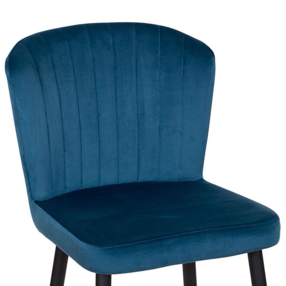 Jasper Navy Blue Velvet Counter Height Barstools, Set of 2