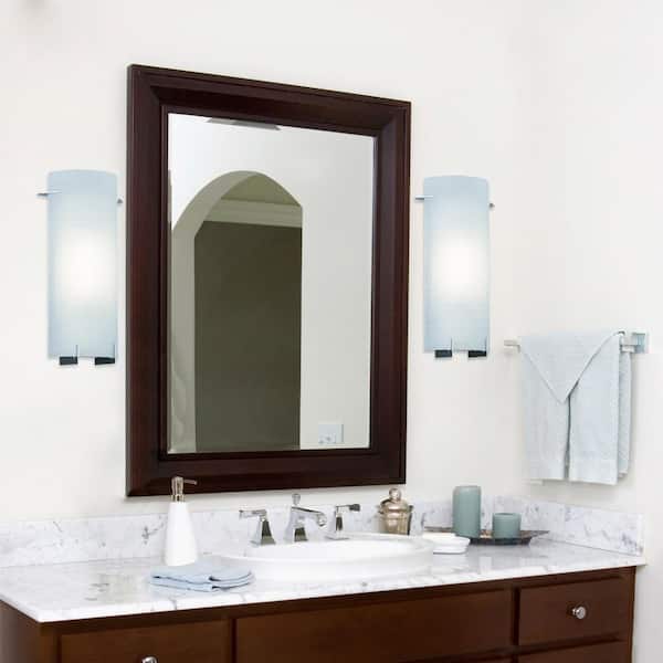 Moderne 7.75 in. 1-Light Chrome Contemporary Wall Sconce with Frosted Glass Shade, RSC Halogen Bulb Included