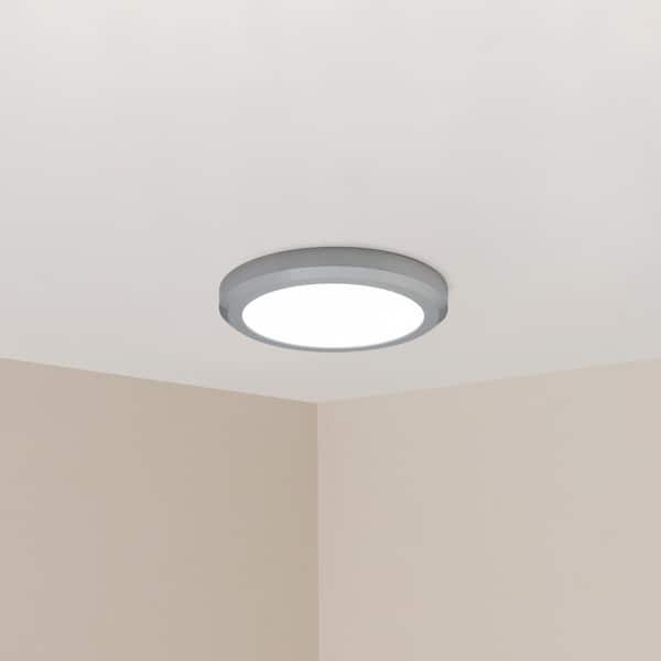 Hampton Bay 16 in. 1-Light Edge-Lit Chrome Dimmable LED Flush Mount