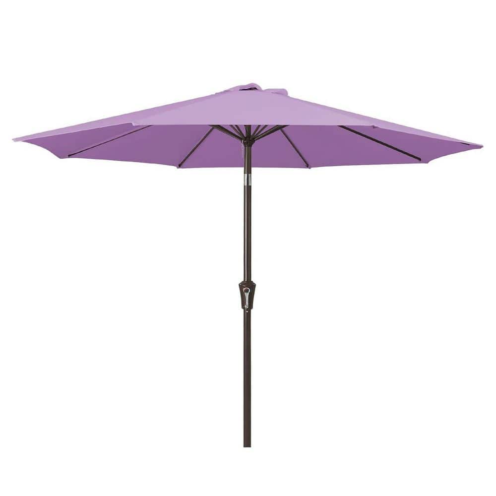 9 ft. Iron Market Tilt Patio Umbrella in Taro Purple with Push Button Tilt