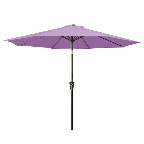 Unbranded 9 ft. Iron Market Tilt Patio Umbrella in Taro Purple with Push Button Tilt