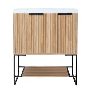 Victoria 30 in. W x 18 in. D x 35 in. H Freestanding Modern Design Single Sink Bath Vanity with Top and Cabinet in Wood
