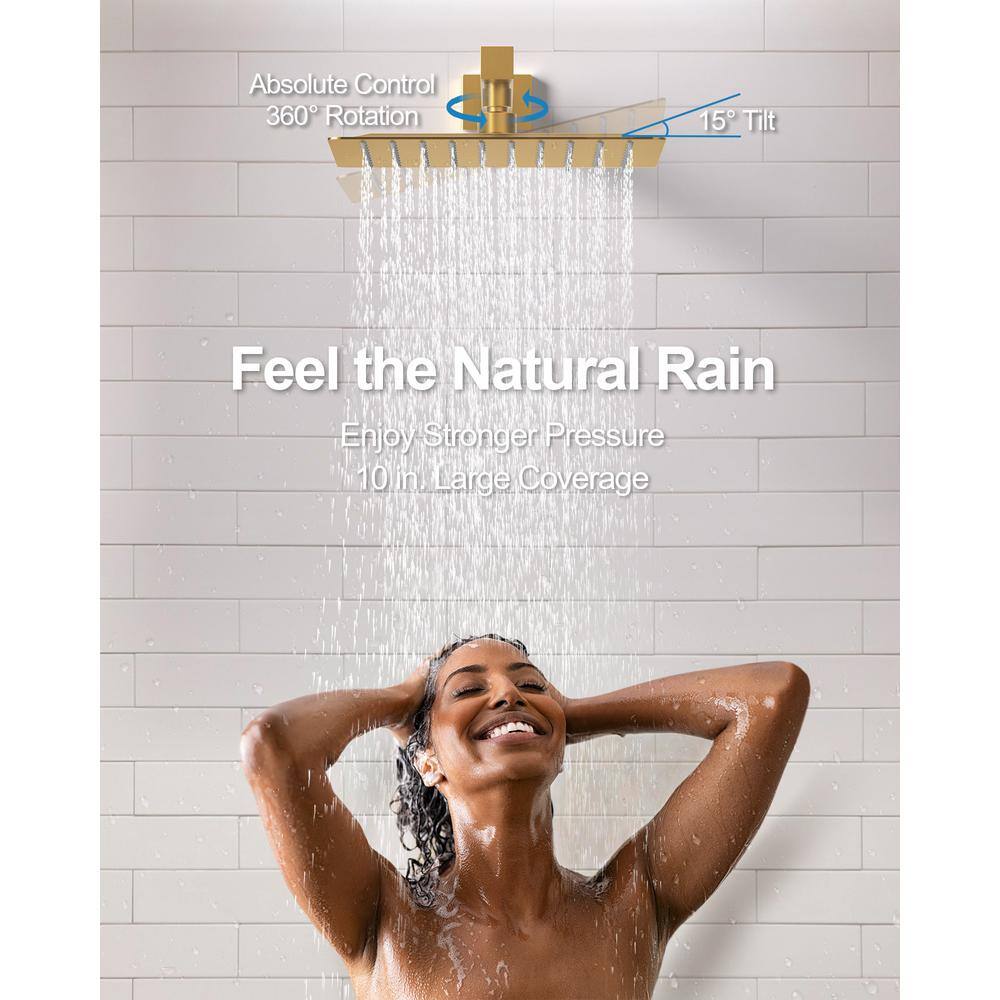 Gold Wall Mounted Rain Shower System with Handheld Spray