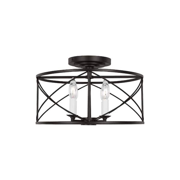 Generation Lighting Beatrix 15 in. W x 9 in. H 4-Light Casual Aged Iron Indoor Dimmable Medium Semi-Flush Mount with No Bulbs Included
