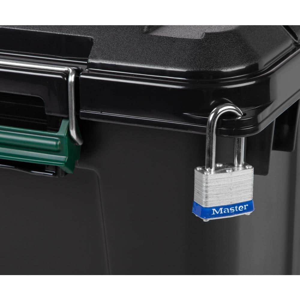 Heavy Duty Black Plastic Stackable Storage Tote with Lid