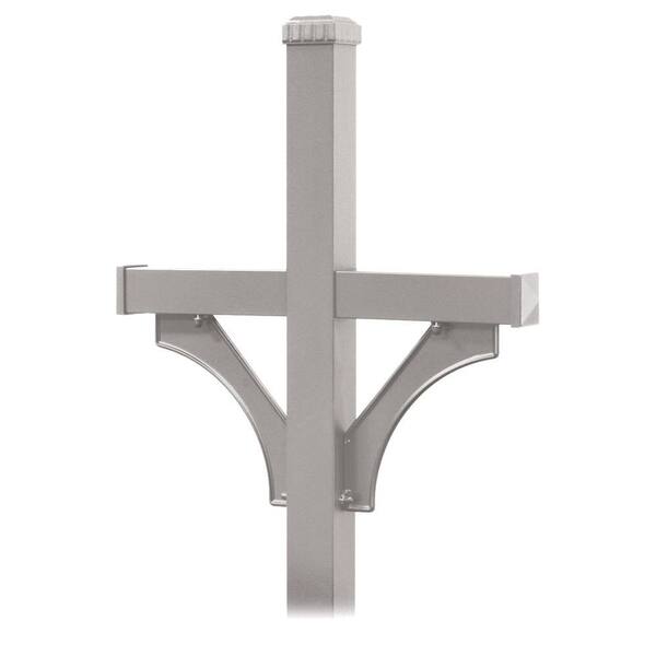 Salsbury Industries Deluxe 2-Sided In-Ground Mounted Mailbox Post for Designer Roadside Mailboxes in Nickel