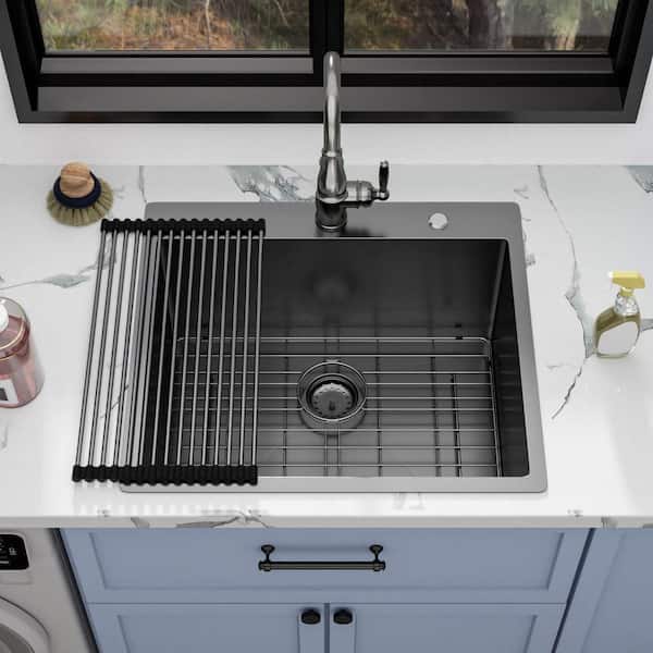 Sarlai 25 in. W x 22 in. D Drop-In Laundry/Utility Sink Gunmetal