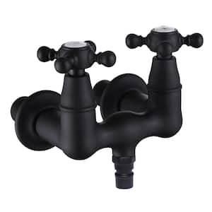 Vintage Double Handle Claw Foot Tub Faucet with Spot Resistant in Matte Black