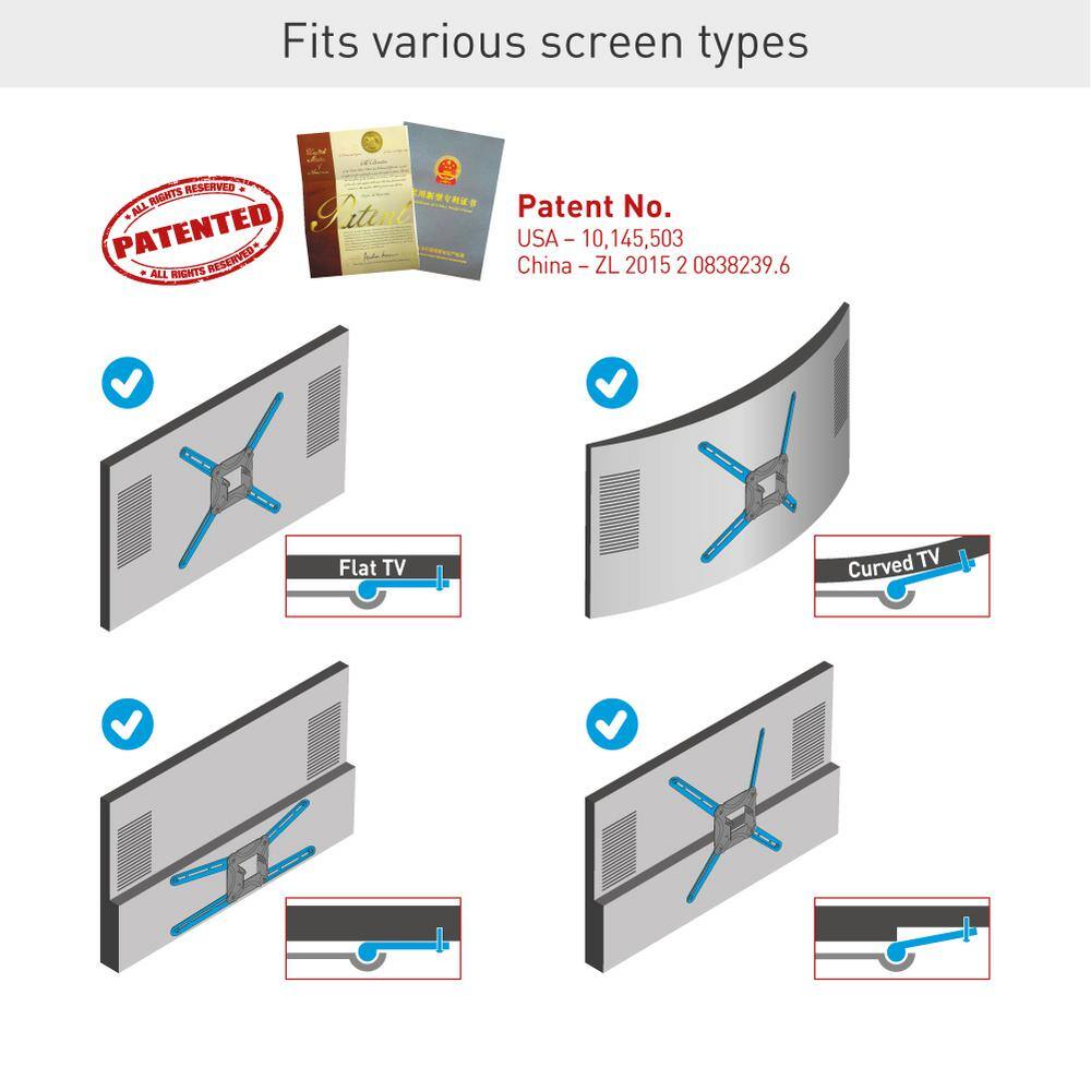 White Extra Long Dual Arm Full Motion TV Wall Mount