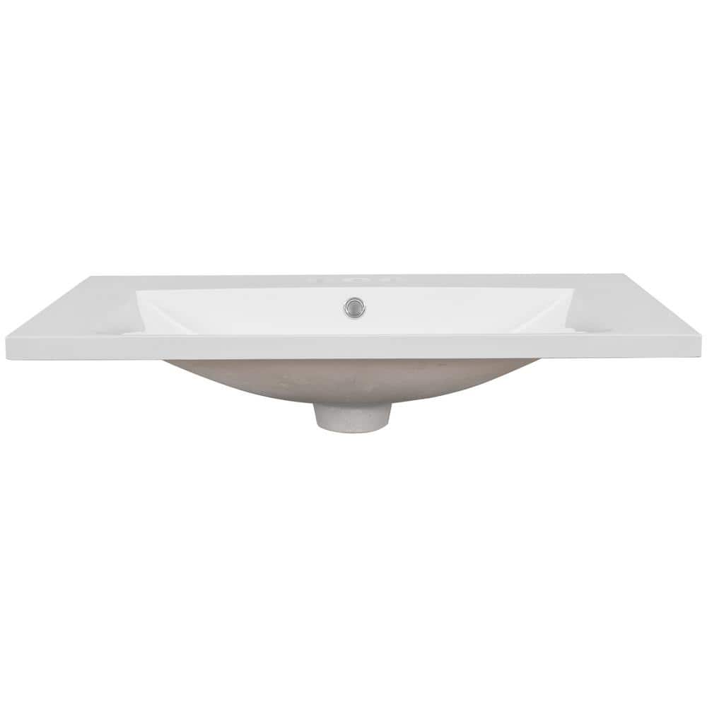 30 in. W x 18 in. D Ceramic Single Bathroom Vanity Top in White with 3-Fauc