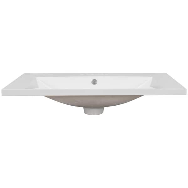 36 in. W x 19 in. D Ceramic Rectangular Single Sink Vanity