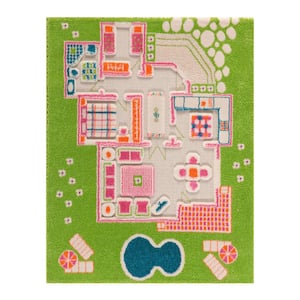 Playhouse Green 3D 2 ft. x 4 ft. 3D Soft and Cozy Non-Toxic Polypropylene Play Area Rug for Kids Bedroom or Playroom