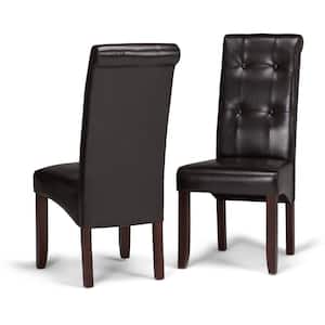 Cosmopolitan Transitional Deluxe Tufted Parson Chair in Tanners Brown Faux Leather (Set of 2)