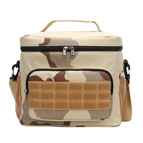 15.85 qt. Waterproof Desert Camouflage Insulated Lunch Bag Cooler Box for Tracel Camping and Beach