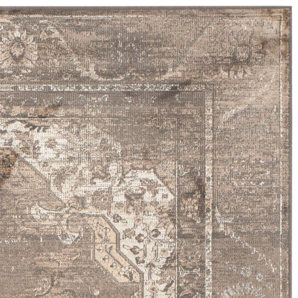 Soft Anthracite Floral Viscose 5' x 7' Easy-Care Area Rug
